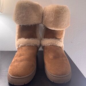 Style & Co. Tan Suede Shearling Cuff Ankle Boots